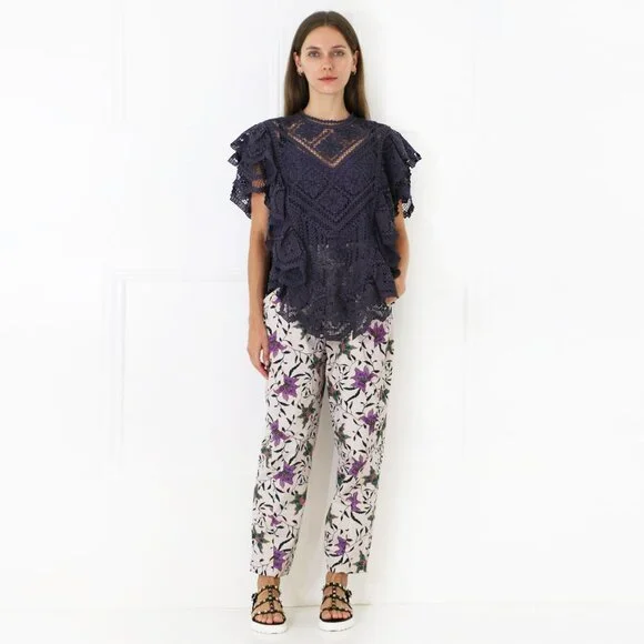 Isabel Marant "Gubaia" floral-print cropped tapered cotton trousers, size 36 - Picture 12 of 13